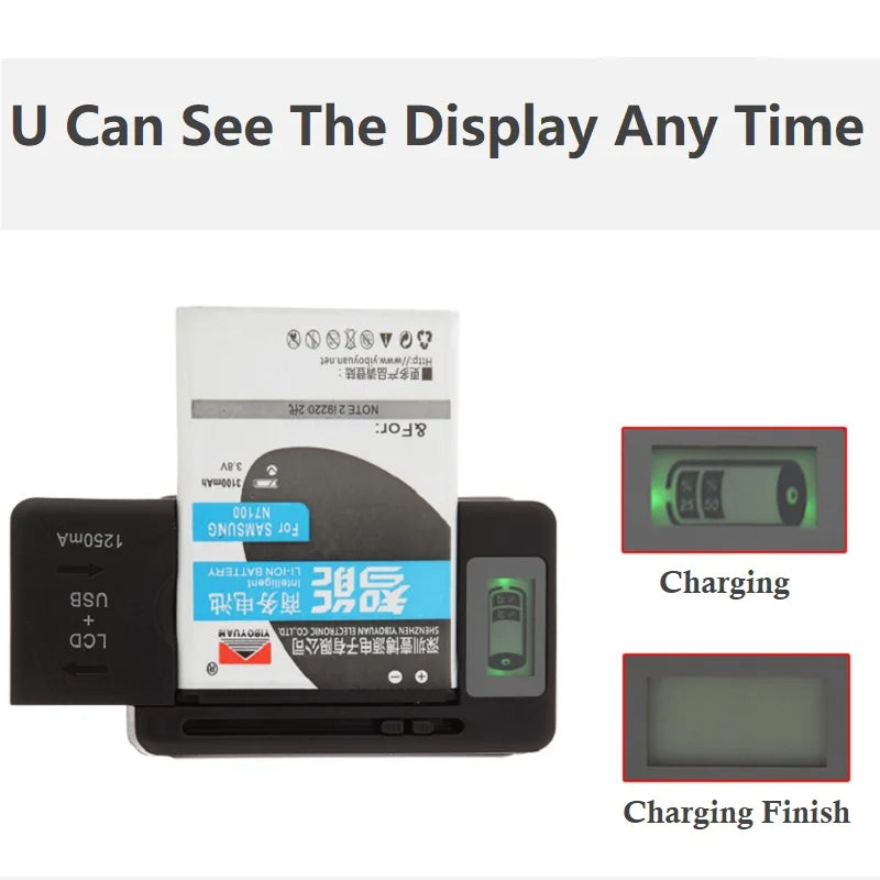 Brand New Universal Mobile Battery Charger EU US Plug LCD Indicator Screen Charging USB-Port Adapter Cell Phone Chargers