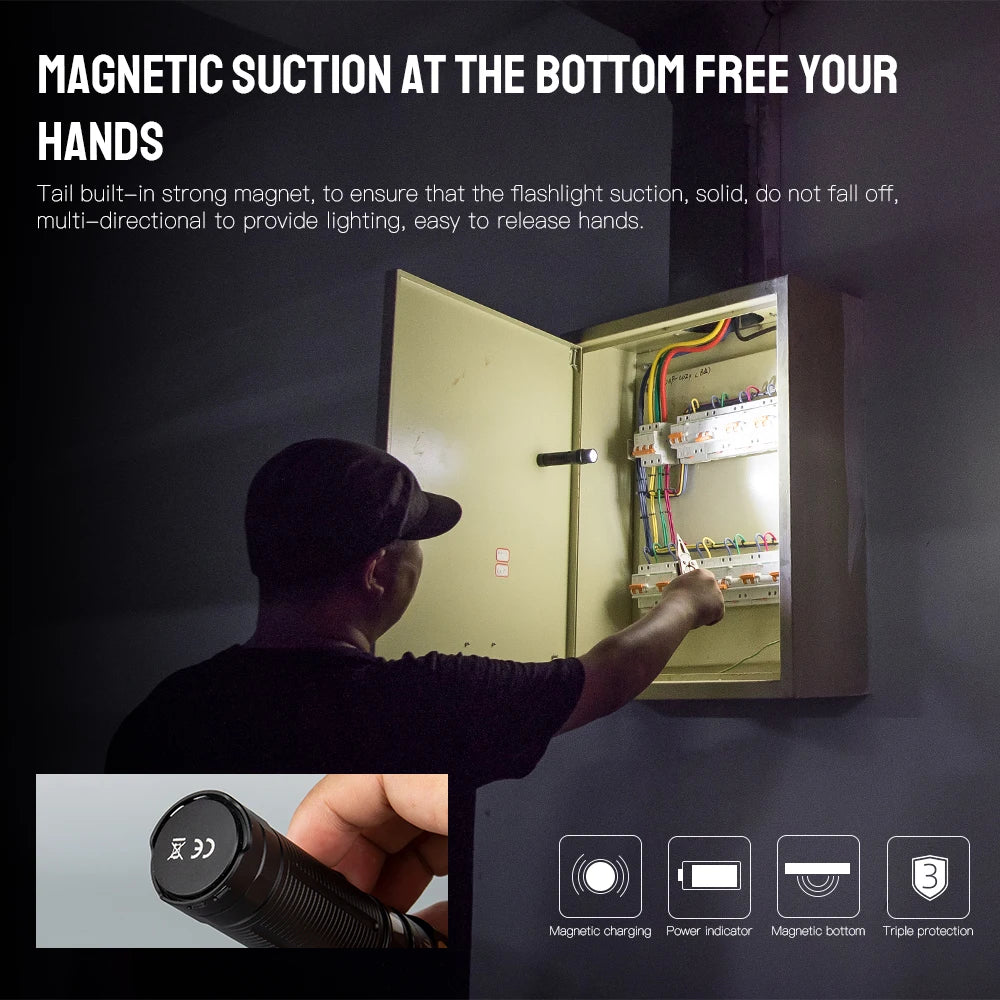 Trustfire MC5 LED EDC Flashlight 3300Lumen Rechargeable Lamp 21700 Battery Torchs with Magnetic USB Charging and Power Indicator