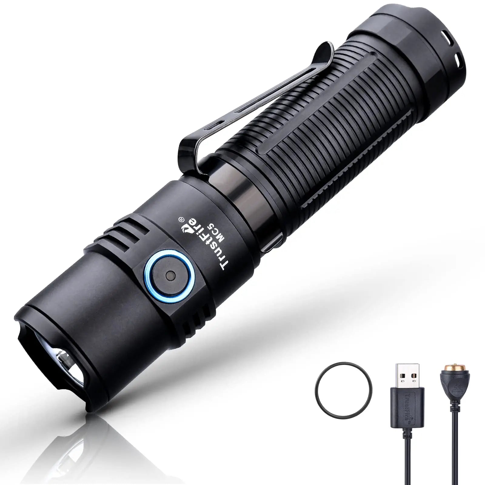 Trustfire MC5 LED EDC Flashlight 3300Lumen Rechargeable Lamp 21700 Battery Torchs with Magnetic USB Charging and Power Indicator