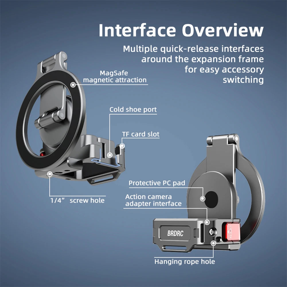 Magnetic Adapter Frame for JI Osmo Pocket 3 Desktop Mount Base Expansion Bracket Protective Case Photography Camera Accessories