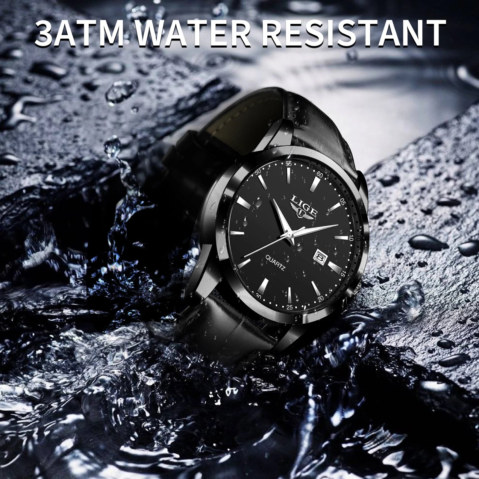 LIGE Classic Wrist Watches For Top Brand Luxury Business Date Waterproof Luminous Stainless Steel Men Quartz Wristwatch+Box