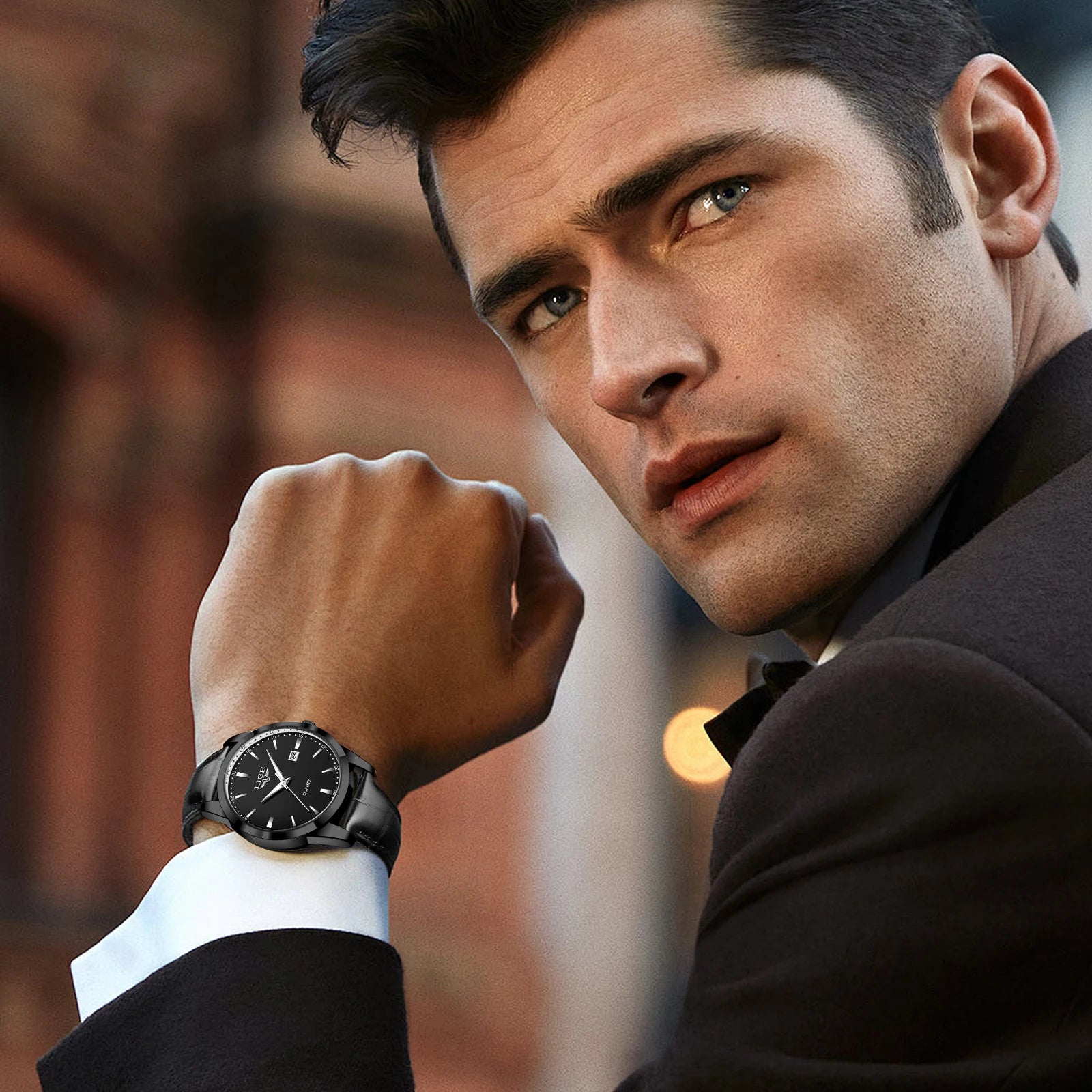 LIGE Classic Wrist Watches For Top Brand Luxury Business Date Waterproof Luminous Stainless Steel Men Quartz Wristwatch+Box