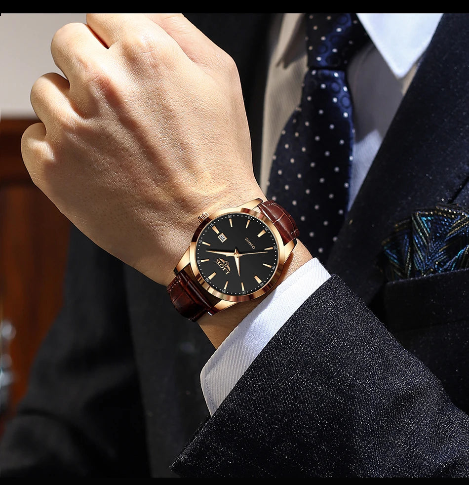 LIGE Classic Wrist Watches For Top Brand Luxury Business Date Waterproof Luminous Stainless Steel Men Quartz Wristwatch+Box